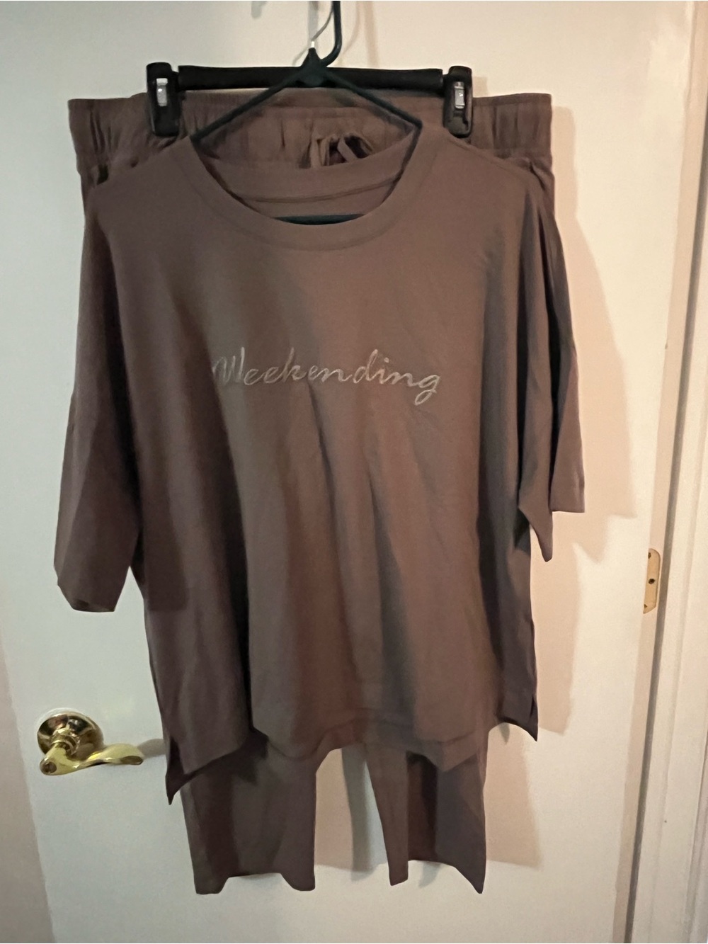 AnyBody petite cozy knit lounge set with embroidery large petite
